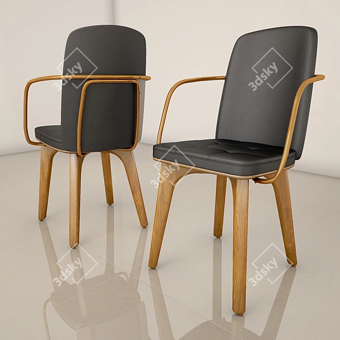 Elegant Leather High Back Chair 3D model image 1