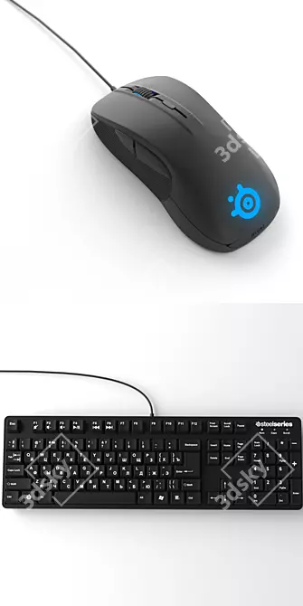 Ultimate Gaming Set: SteelSeries Rival Mouse, 6G V2 Keyboard & Roccat Adrenaline Blue Mousepad 3D model image 3