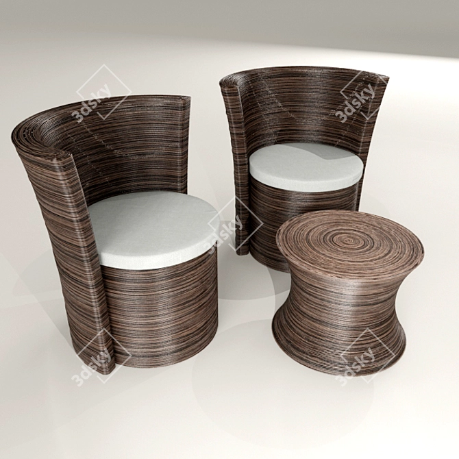 Natural Rattan Furniture 3D model image 2