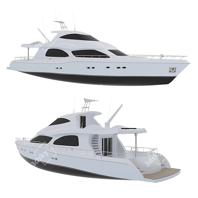 Luxury Ocean Yacht: Length 26,000mm 3D model image 1