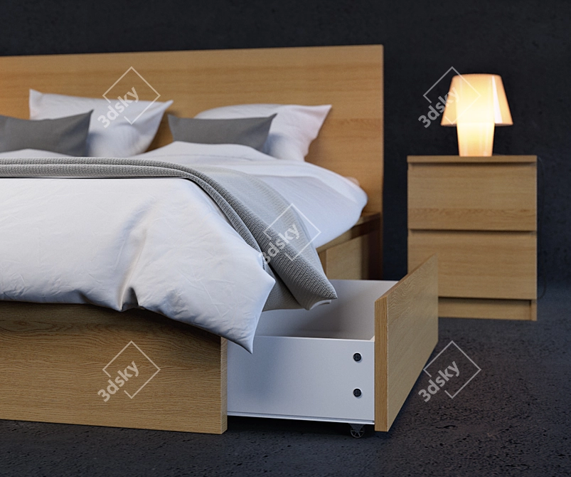 Modern Bed Set | IKEA MALM | Spacious and Stylish 3D model image 3