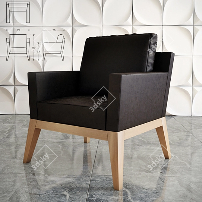  Modern Bodrum Armchair 3D model image 1