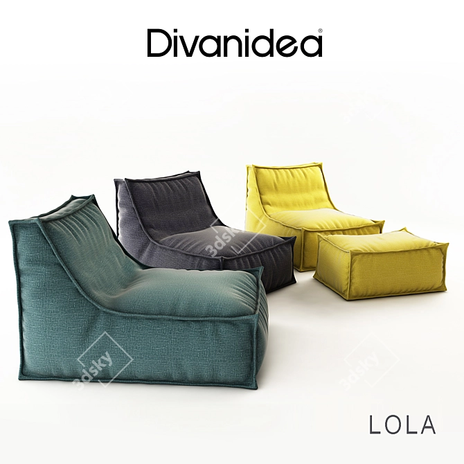 Elegant Lola Armchair and Pouf 3D model image 1