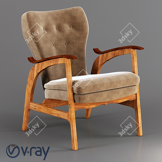 Mid-Century Modern Wegner 3 Chair 3D model image 1