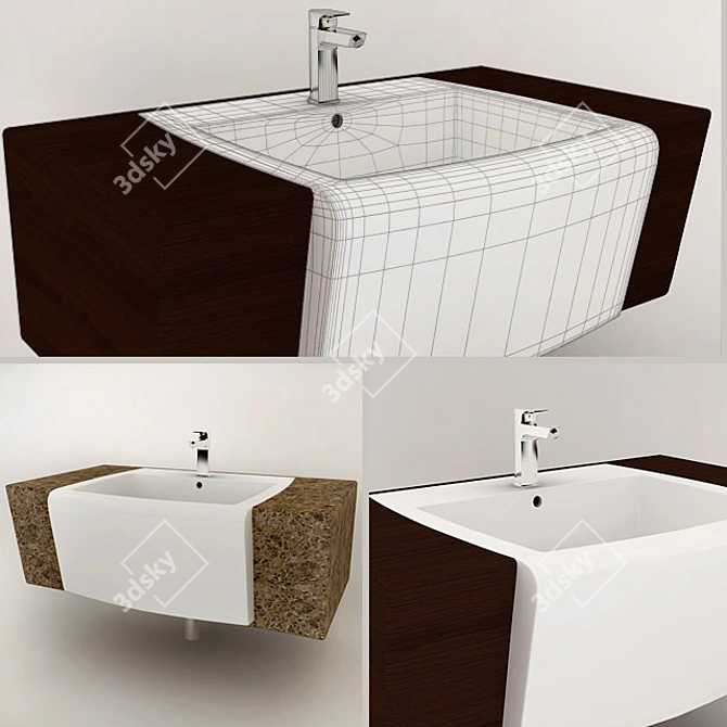 Sleek Wash Basin Solution 3D model image 2