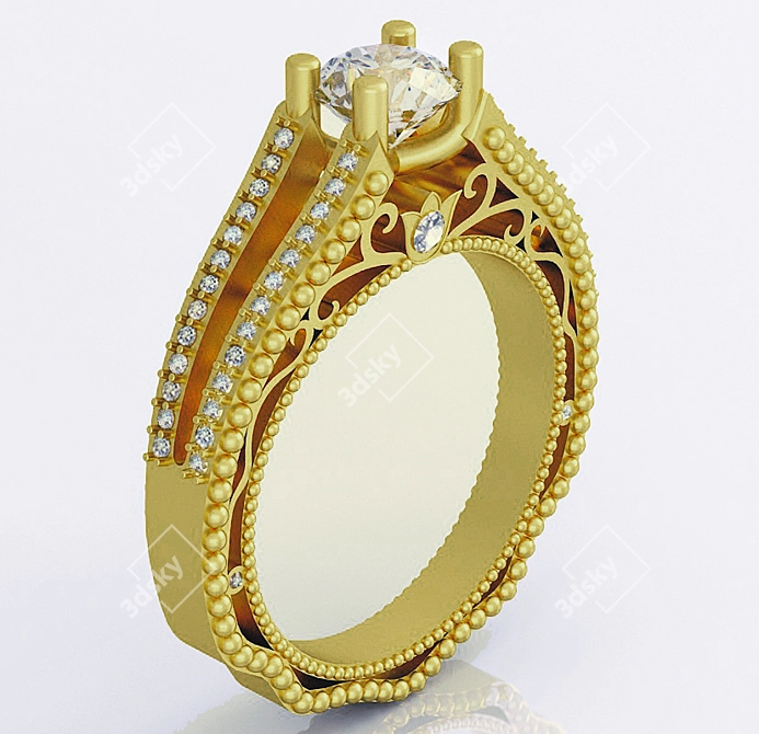 Golden Shine Ring 3D model image 1