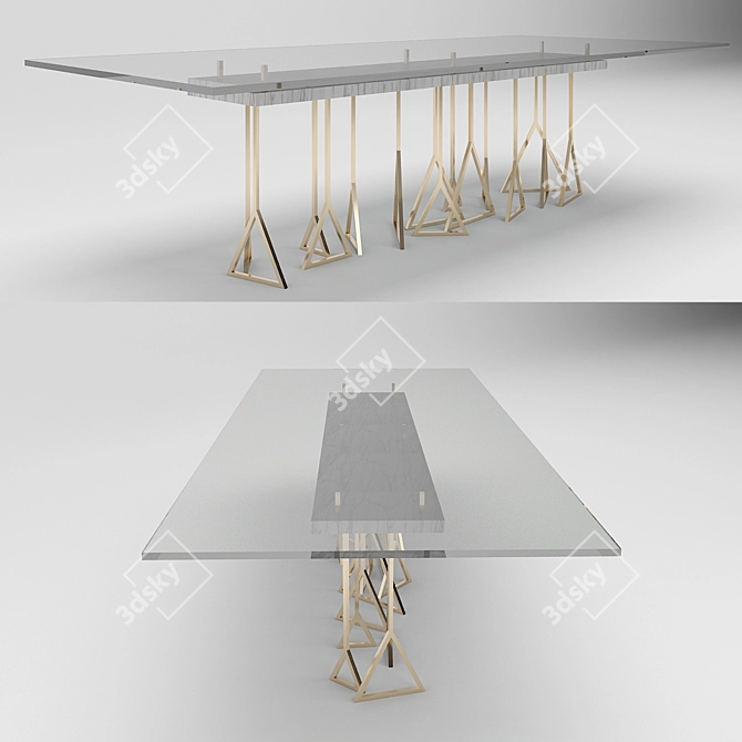 Modern Gold Triangles Dining Table 3D model image 1