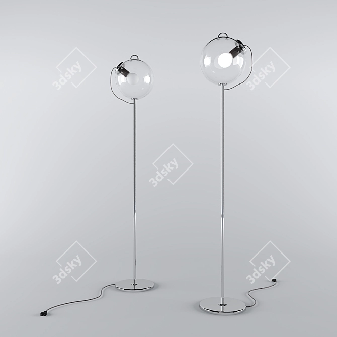 Modern Chrome Glass Floor Lamp 3D model image 1