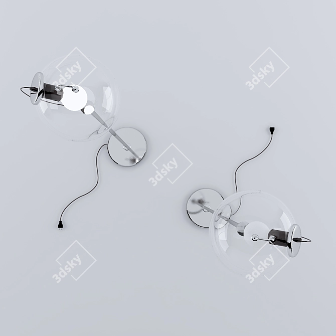 Modern Chrome Glass Floor Lamp 3D model image 3