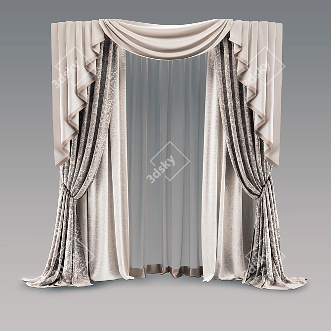 Classic Style Curtain: 2900x2600mm, Vray & Corona 3D model image 1