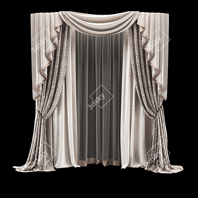 Classic Style Curtain: 2900x2600mm, Vray & Corona 3D model image 2