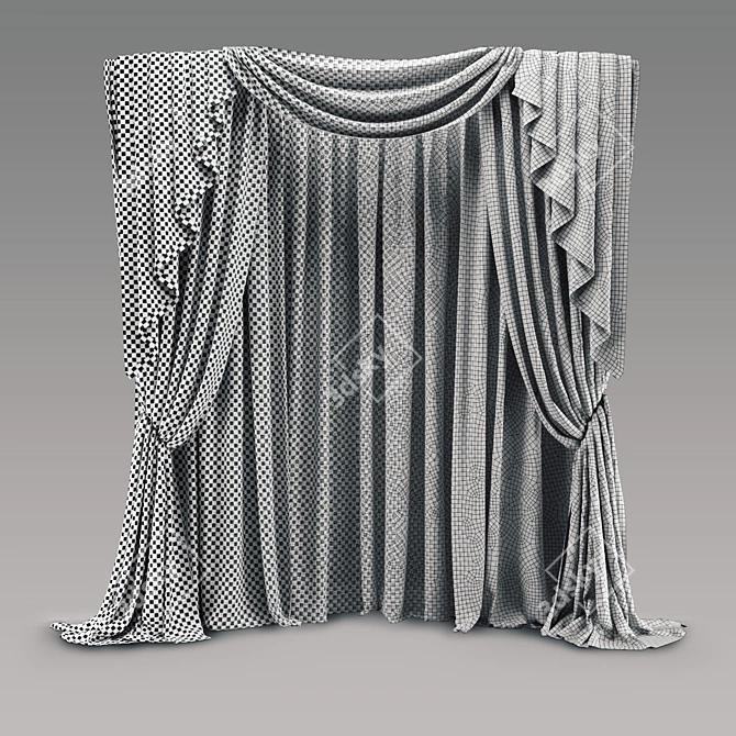 Classic Style Curtain: 2900x2600mm, Vray & Corona 3D model image 3