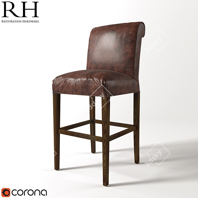 Comfort & Style: RH Hudson Upholstered Stool 3D model image 1