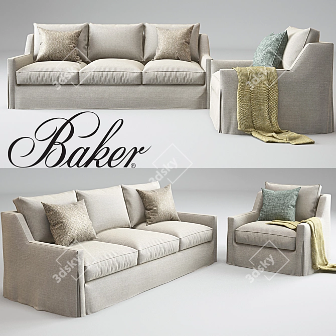 Title: Barbara Barry Tiburon Sofa & Lounge Chair 3D model image 1