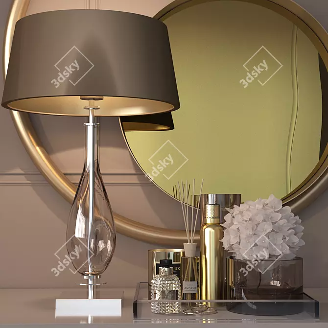 Golden Glam Decor Set for Vanity Table 3D model image 1