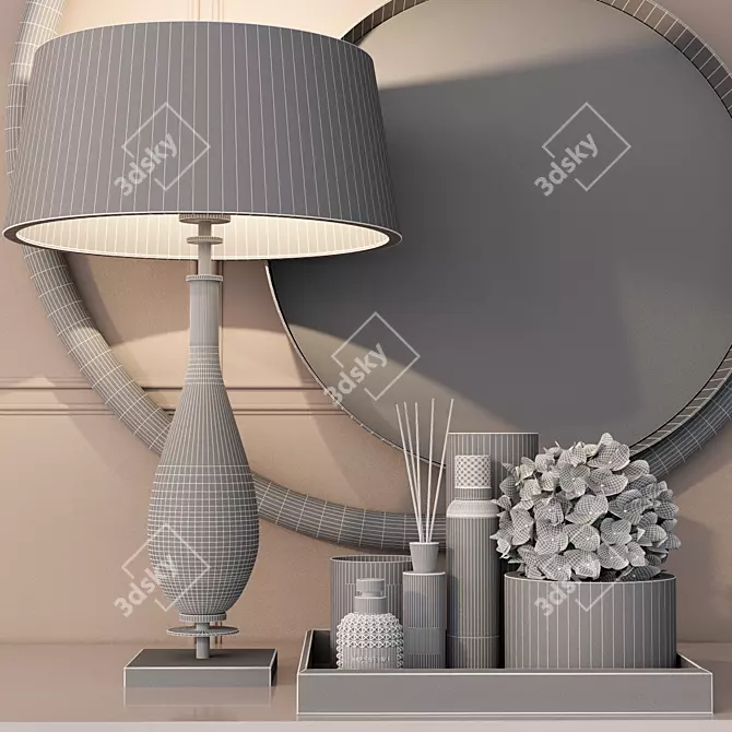 Golden Glam Decor Set for Vanity Table 3D model image 3