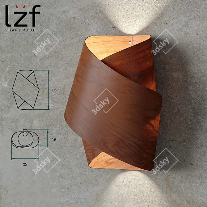 LZF Orbit: Illuminated Wooden Wall Sconce 3D model image 1