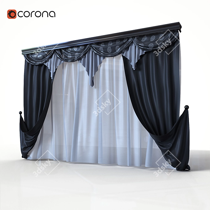 Quadrangular Mesh Curtain 3D model image 1