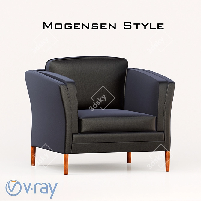 Mogensen Flared Easy Chair - Vintage Nordic Style 3D model image 1