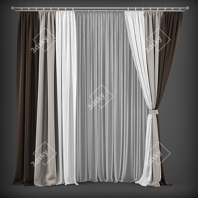 Modern Style Curtains 3D model image 1