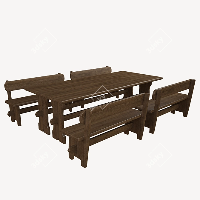 Versatile Table and Bench Set 3D model image 1