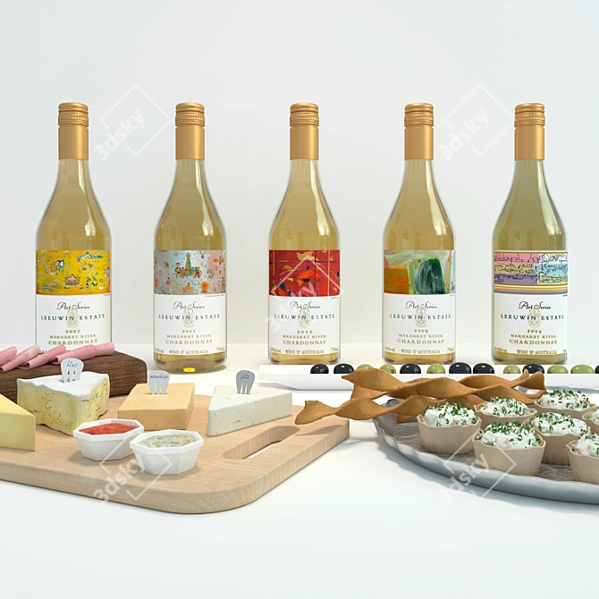 Elegant Leeuwin Wine & Snack Set 3D model image 2