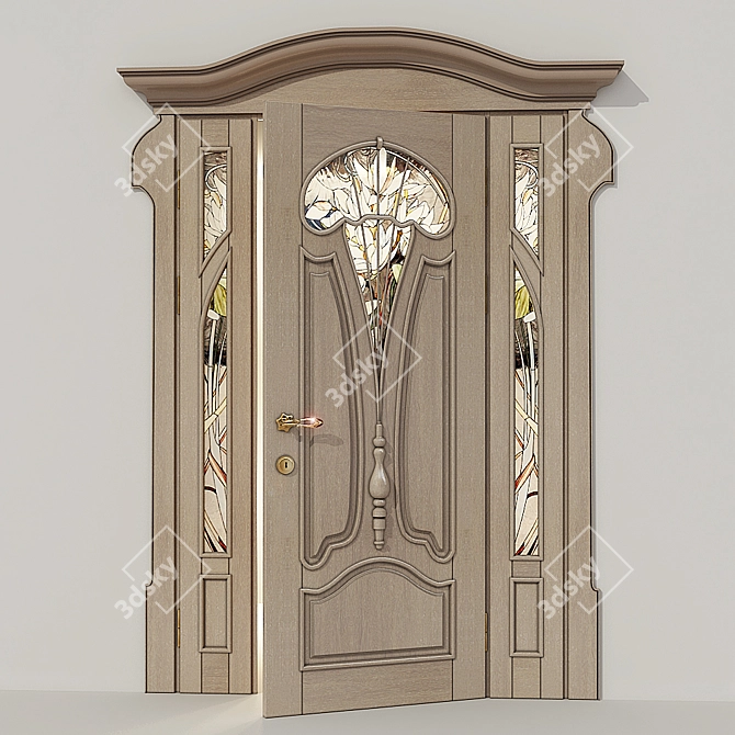 Stained Glass Art Door: Custom Modern Design 3D model image 1