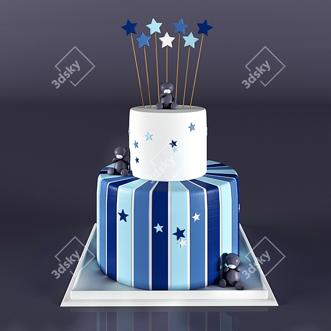 Delicious Marzipan Birthday Cake 3D model image 1