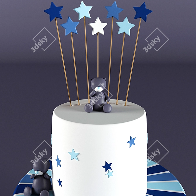 Delicious Marzipan Birthday Cake 3D model image 2