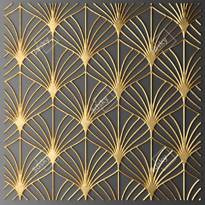 Luxury Golden Wall Panel 3D model image 1