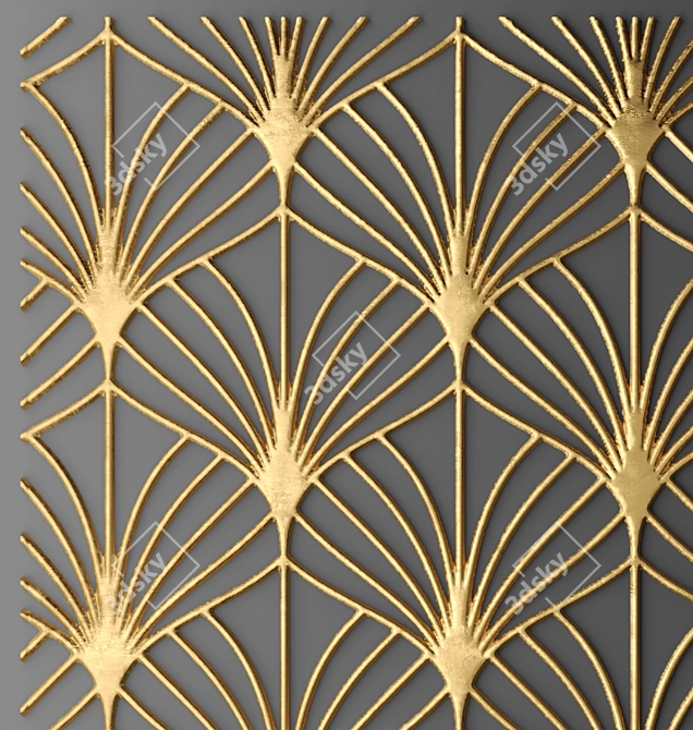 Luxury Golden Wall Panel 3D model image 3