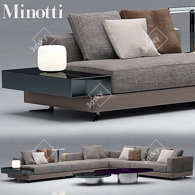 Modern White Minotti Sofa 3D model image 1