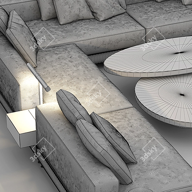 Modern White Minotti Sofa 3D model image 3