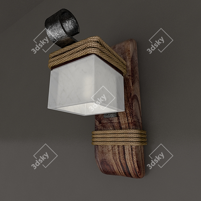 Rustic Wood Ceiling Light 3D model image 3