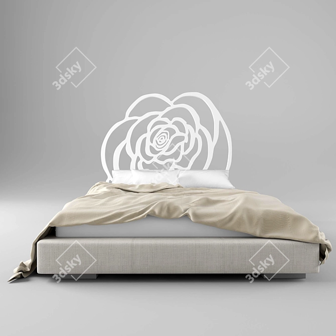 Elegant Iron Bed Rose 3D model image 1