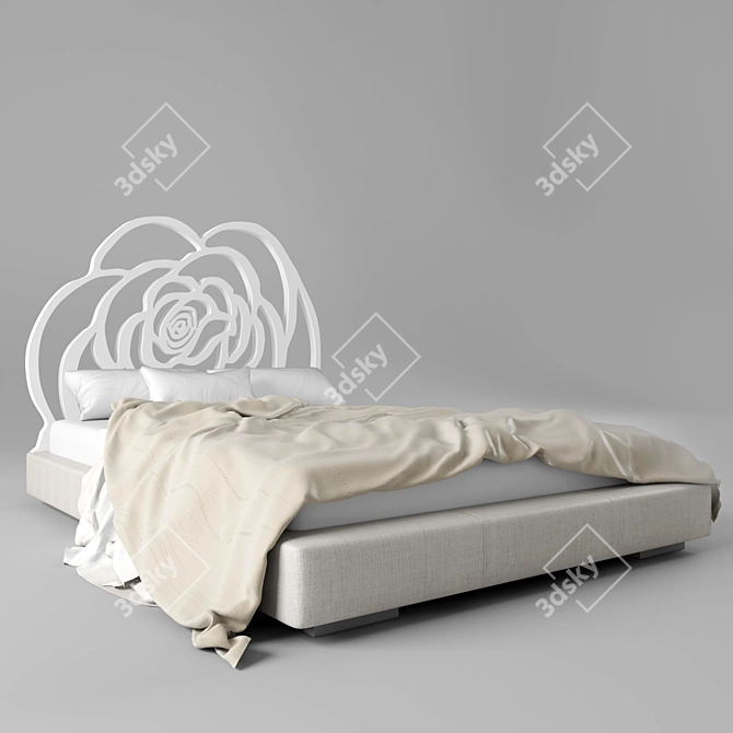 Elegant Iron Bed Rose 3D model image 2