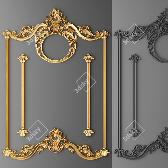 Baroque Gold Frame 3D model image 1