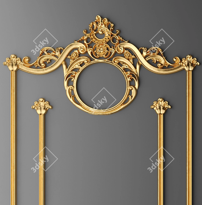 Baroque Gold Frame 3D model image 2