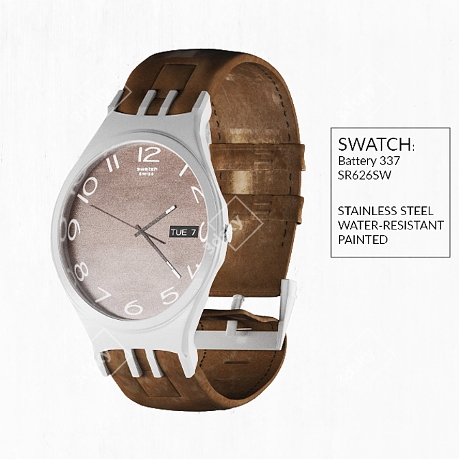 Sleek Steel Swatch Watches 3D model image 1