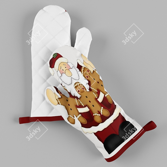 Ergonomic Culinary Set: Apron & Gloves 3D model image 2