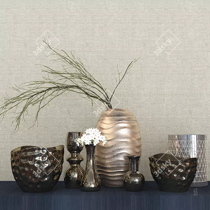 Kelly Hoppen Décor Set | Elegant Vase Composition 3D model image 1