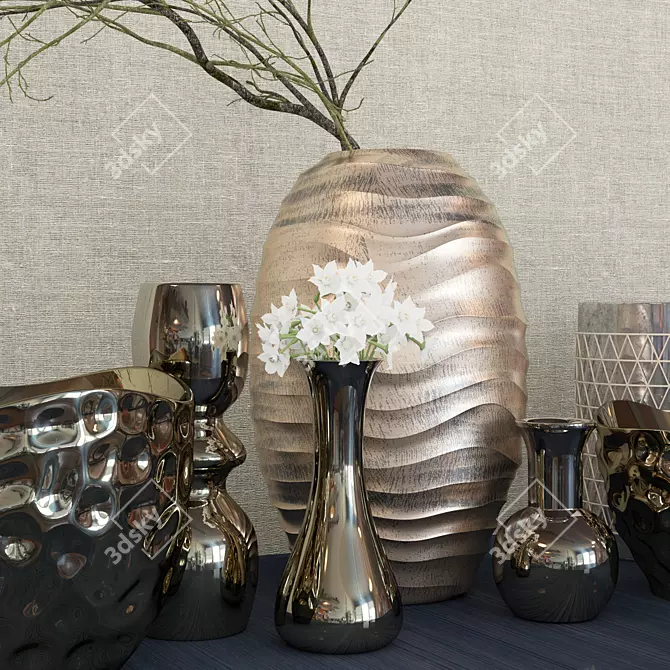 Kelly Hoppen Décor Set | Elegant Vase Composition 3D model image 2