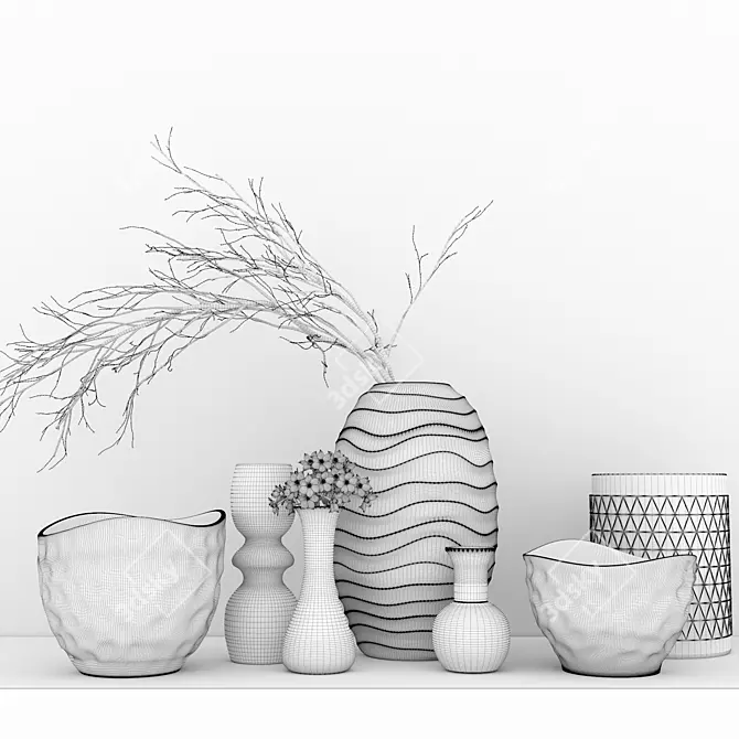 Kelly Hoppen Décor Set | Elegant Vase Composition 3D model image 3