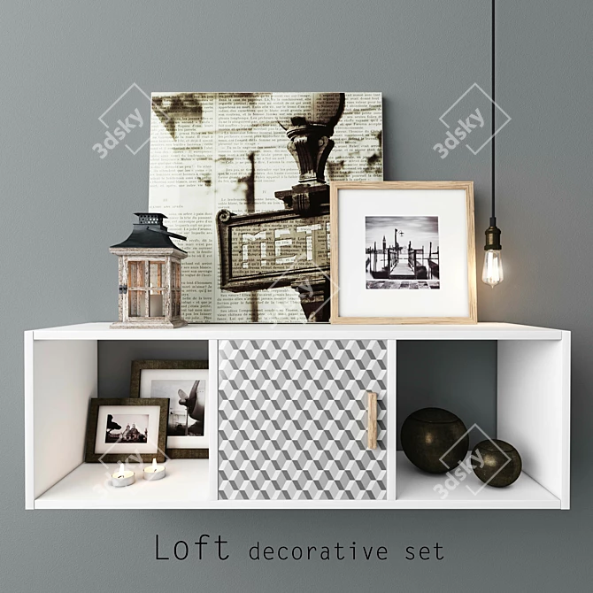 Industrial Loft Decor Set 3D model image 1