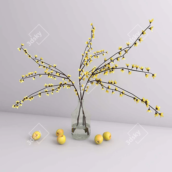 Forsythia & Apple Bouquet 3D model image 1