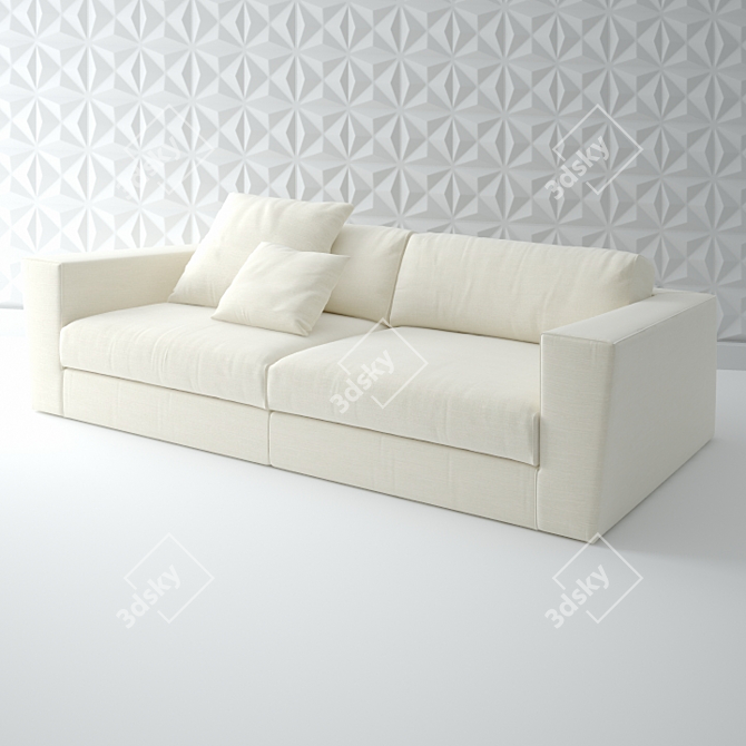 Italian Design ASAMI White Sofa 3D model image 1