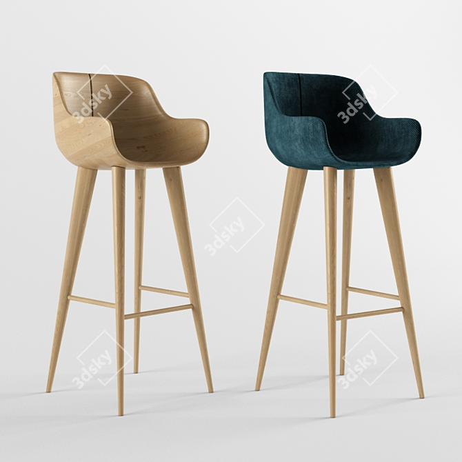 Sleek and Stylish Kieren Counter Stool 3D model image 1