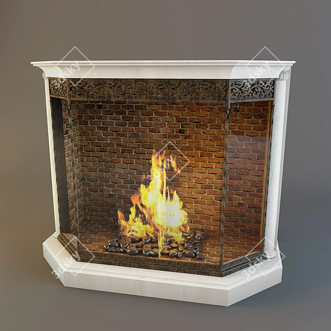 Cozy Fire: Modern Fireplace Solution 3D model image 1