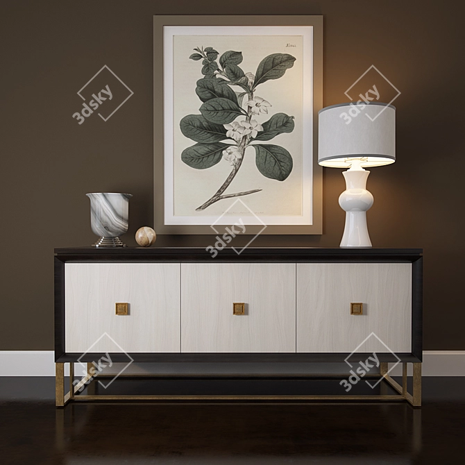 Elegant Dark Wood Buffet 3D model image 1