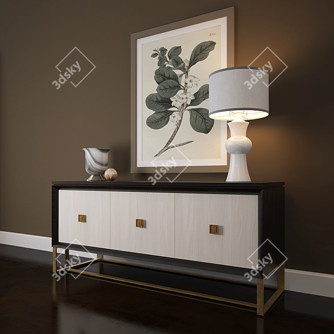 Elegant Dark Wood Buffet 3D model image 2